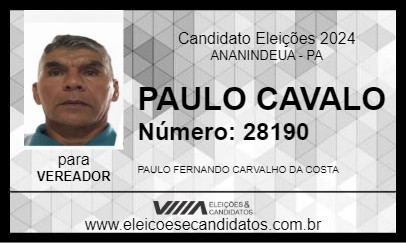 Candidato PAULO CAVALO 2024 - ANANINDEUA - Eleições