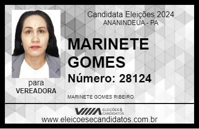 Candidato MARINETE GOMES 2024 - ANANINDEUA - Eleições