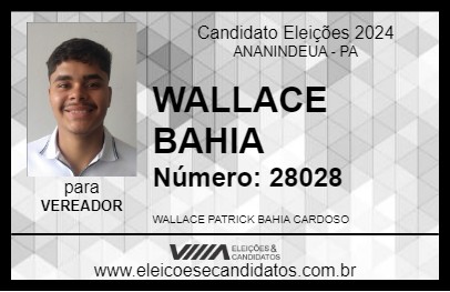 Candidato WALLACE BAHIA 2024 - ANANINDEUA - Eleições