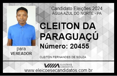 Candidato CLEITON DA PARAGUAÇÚ 2024 - ÁGUA AZUL DO NORTE - Eleições