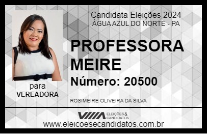 Candidato PROFESSORA MEIRE 2024 - ÁGUA AZUL DO NORTE - Eleições