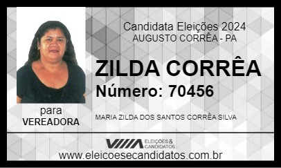 Candidato ZILDA CORRÊA 2024 - AUGUSTO CORRÊA - Eleições