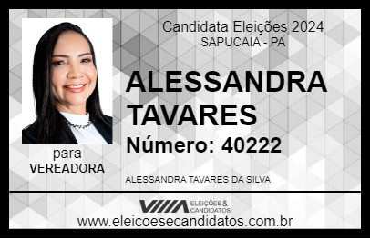 Candidato ALESSANDRA TAVARES 2024 - SAPUCAIA - Eleições