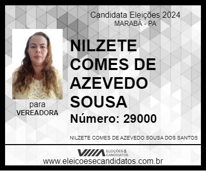 Candidato NILZETE COMES DE AZEVEDO SOUSA 2024 - MARABÁ - Eleições