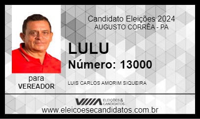 Candidato LULU 2024 - AUGUSTO CORRÊA - Eleições