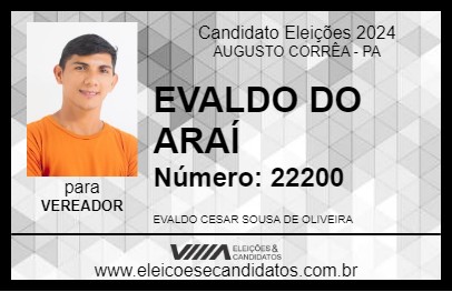 Candidato EVALDO DO ARAÍ 2024 - AUGUSTO CORRÊA - Eleições