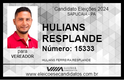 Candidato HULIANS RESPLANDE 2024 - SAPUCAIA - Eleições