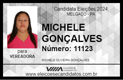 Candidato MICHELE GONÇALVES 2024 - MELGAÇO - Eleições