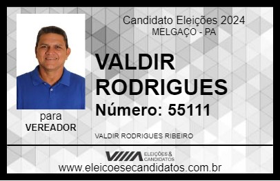 Candidato VALDIR RODRIGUES 2024 - MELGAÇO - Eleições