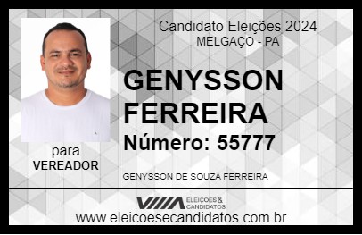 Candidato GENYSSON FERREIRA 2024 - MELGAÇO - Eleições