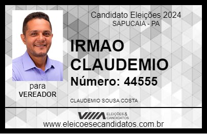 Candidato IRMAO CLAUDEMIO 2024 - SAPUCAIA - Eleições