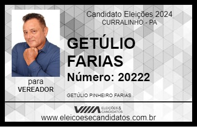 Candidato GETÚLIO FARIAS 2024 - CURRALINHO - Eleições