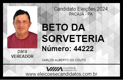 Candidato BETO DA SORVETERIA 2024 - PACAJÁ - Eleições