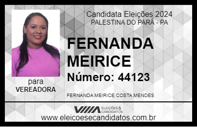 Candidato FERNANDA MEIRICE 2024 - PALESTINA DO PARÁ - Eleições