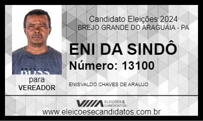 Candidato ENI DA SINDÔ 2024 - BREJO GRANDE DO ARAGUAIA - Eleições