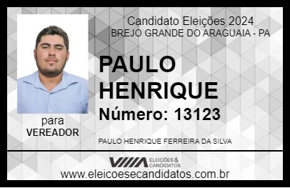 Candidato PAULO HENRIQUE 2024 - BREJO GRANDE DO ARAGUAIA - Eleições