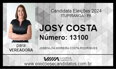 Candidato PROFESSORA JOSY COSTA 2024 - ITUPIRANGA - Eleições