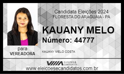 Candidato KAUANY MELO 2024 - FLORESTA DO ARAGUAIA - Eleições