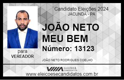 Candidato JOÃO NETO MEU BEM 2024 - JACUNDÁ - Eleições