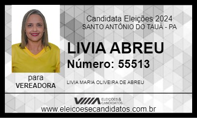 Candidato LIVIA ABREU 2024 - SANTO ANTÔNIO DO TAUÁ - Eleições