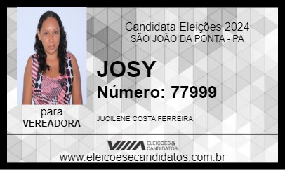 Candidato JOSY 2024 - SÃO JOÃO DA PONTA - Eleições