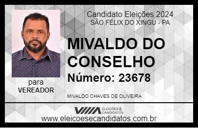 Candidato MIVALDO DO CONSELHO 2024 - SÃO FÉLIX DO XINGU - Eleições