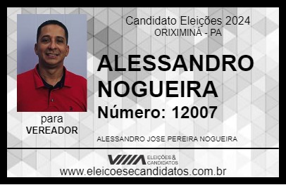 Candidato ALESSANDRO NOGUEIRA 2024 - ORIXIMINÁ - Eleições