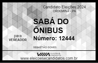 Candidato SABÁ DO ÔNIBUS 2024 - ORIXIMINÁ - Eleições