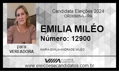 Candidato EMILIA MILÉO 2024 - ORIXIMINÁ - Eleições