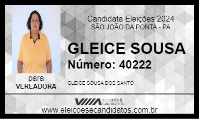 Candidato GLEICE SOUSA 2024 - SÃO JOÃO DA PONTA - Eleições