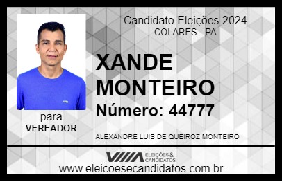 Candidato XANDI MONTEIRO 2024 - COLARES - Eleições