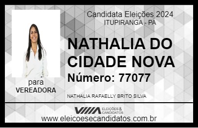 Candidato NATHALIA DO CIDADE NOVA 2024 - ITUPIRANGA - Eleições