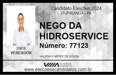 Candidato NEGO DA HIDROSERVICE 2024 - ITUPIRANGA - Eleições