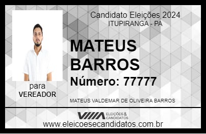 Candidato MATEUS BARROS 2024 - ITUPIRANGA - Eleições