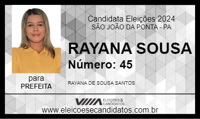 Candidato RAYANA SOUSA 2024 - SÃO JOÃO DA PONTA - Eleições