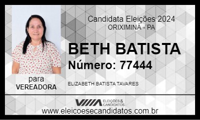 Candidato BETH BATISTA 2024 - ORIXIMINÁ - Eleições