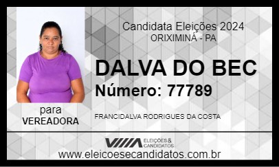 Candidato DALVA DO BEC 2024 - ORIXIMINÁ - Eleições