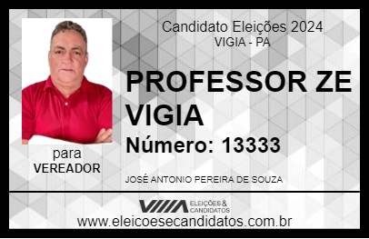 Candidato PROFESSOR ZE VIGIA 2024 - VIGIA - Eleições