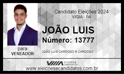 Candidato JOÃO LUIS 2024 - VIGIA - Eleições