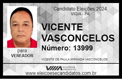 Candidato VICENTE VASCONCELOS 2024 - VIGIA - Eleições