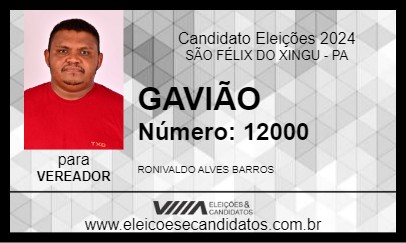 Candidato GAVIÃO 2024 - SÃO FÉLIX DO XINGU - Eleições