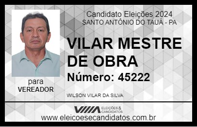 Candidato VILAR MESTRE DE OBRA 2024 - SANTO ANTÔNIO DO TAUÁ - Eleições