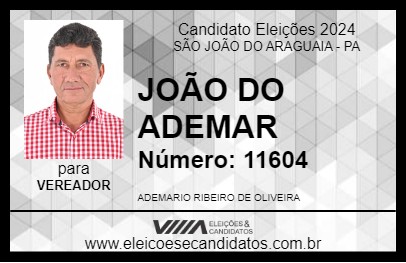 Candidato JOÃO DO ADEMAR 2024 - SÃO JOÃO DO ARAGUAIA - Eleições