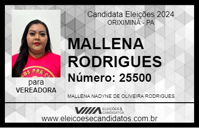 Candidato MALLENA RODRIGUES 2024 - ORIXIMINÁ - Eleições