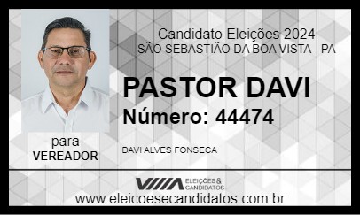 Candidato PASTOR DAVI 2024 - SÃO SEBASTIÃO DA BOA VISTA - Eleições