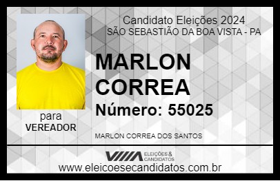 Candidato MARLON CORREA 2024 - SÃO SEBASTIÃO DA BOA VISTA - Eleições