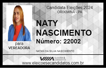 Candidato NATY NASCIMENTO 2024 - ORIXIMINÁ - Eleições