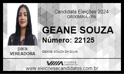 Candidato GEANE SOUZA 2024 - ORIXIMINÁ - Eleições