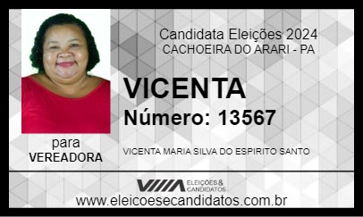 Candidato VICENTA 2024 - CACHOEIRA DO ARARI - Eleições