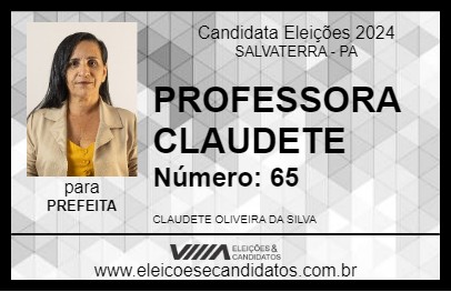 Candidato PROFESSORA CLAUDETE 2024 - SALVATERRA - Eleições